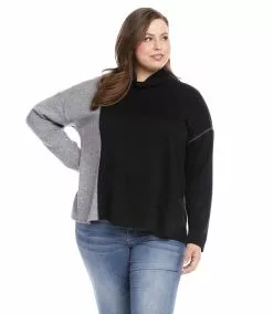 Karen Kane Plus Size Colorblock Sweater -karen kane Sales Shop karenkane 2022 fall 3L57574W BGY 2351