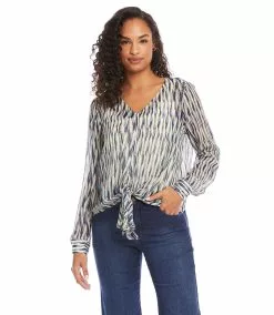 Karen Kane Petite Size Tie Front Top -karen kane Sales Shop karenkane 2022 fall 3L61568P PRT 1810 1