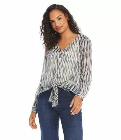 Karen Kane Petite Size Tie Front Top 12 Karen Kane Petite Size Tie Front Top -karen kane Sales Shop karenkane 2022 fall 3L61568P PRT 1815