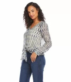 Karen Kane Petite Size Tie Front Top -karen kane Sales Shop karenkane 2022 fall 3L61568P PRT 1820 1