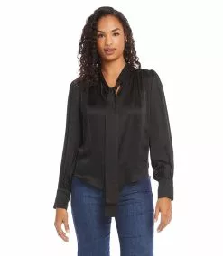 Karen Kane Long Sleeve Bow Blouse