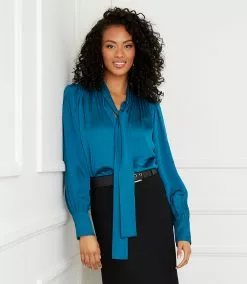Karen Kane Long Sleeve Bow Blouse