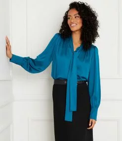 Karen Kane Long Sleeve Bow Blouse -karen kane Sales Shop karenkane 2022 fall 3L63552 TEA 132795