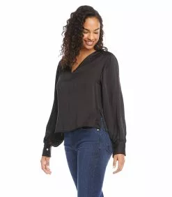 Karen Kane Shirred Blouson Sleeve Top -karen kane Sales Shop karenkane 2022 fall 3L63553 BLK 1766