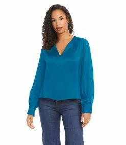 Karen Kane Shirred Blouson Sleeve Top