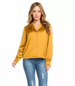 Karen Kane Petite Size Long Sleeve Button Up Shirt
