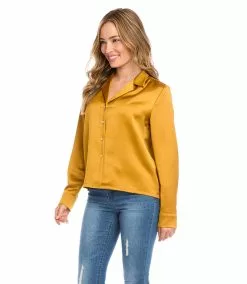 Karen Kane Petite Size Long Sleeve Button Up Shirt -karen kane Sales Shop karenkane 2022 fall 3L68114P GOL 004 1