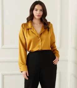 Karen Kane Plus Size Long Sleeve Button Up Shirt