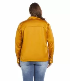 Karen Kane Plus Size Long Sleeve Button Up Shirt -karen kane Sales Shop karenkane 2022 fall 3L68114W GOL 003