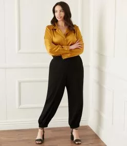 Karen Kane Plus Size Long Sleeve Button Up Shirt -karen kane Sales Shop karenkane 2022 fall 3L68114W GOL 006