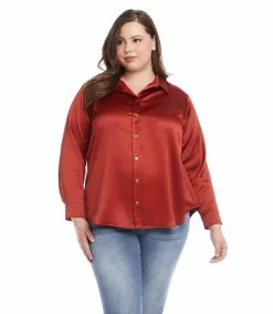 Karen Kane Plus Size Long Sleeve Shirt -karen kane Sales Shop karenkane 2022 fall 3L68115W RUS 004