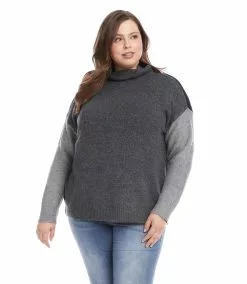 Karen Kane Plus Size Colorblock Sweater -karen kane Sales Shop karenkane 2022 fall 3L89402W GRA 2400