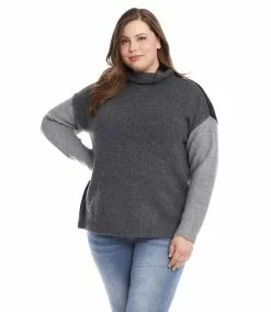 Karen Kane Plus Size Colorblock Sweater -karen kane Sales Shop karenkane 2022 fall 3L89402W GRA 2402