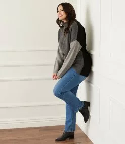 Karen Kane Plus Size Colorblock Sweater -karen kane Sales Shop karenkane 2022 fall 3L89402W GRA135535