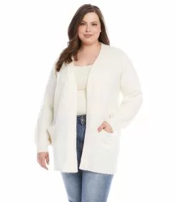 Karen Kane Plus Size Puff Sleeve Cardigan -karen kane Sales Shop karenkane 2022 fall 3L89465W IVO 2571