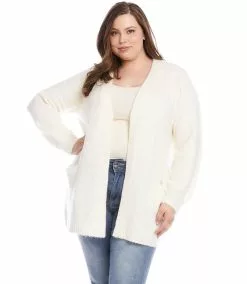 Karen Kane Plus Size Puff Sleeve Cardigan -karen kane Sales Shop karenkane 2022 fall 3L89465W IVO 2574