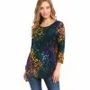 Karen Kane Petite Size Tie-Dye Burnout Shirttail Top -karen kane Sales Shop karenkane 2022 fall 3N94244P MUL 001