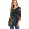 Karen Kane Tie-Dye Burnout Shirttail Top 2 Karen Kane Tie-Dye Burnout Shirttail Top -karen kane Sales Shop karenkane 2022 fall 3N94244 MUL 001