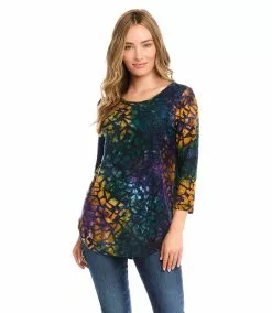 Karen Kane Tie-Dye Burnout Shirttail Top