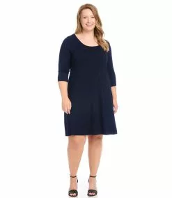 Karen Kane Plus Size 3/4 Sleeve A-Line Dress