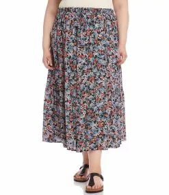 Karen Kane Plus Size Tiered Midi Skirt -karen kane Sales Shop karenkane 2022 spring 1L06211W FLO 001