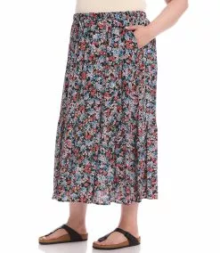 Karen Kane Plus Size Tiered Midi Skirt -karen kane Sales Shop karenkane 2022 spring 1L06211W FLO 003