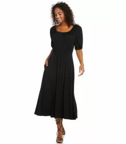 Karen Kane Petite Size Peasant Artisan Dress -karen kane Sales Shop karenkane 2022 spring 1L13123P BLK 005