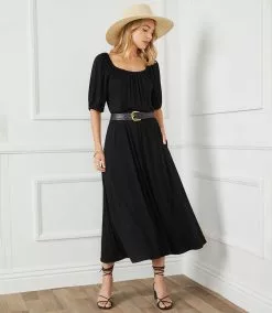 Karen Kane Peasant Artisan Dress -karen kane Sales Shop karenkane 2022 spring 1L13123 BLK 007