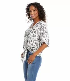 Karen Kane Petite Size Tie-Front Top -karen kane Sales Shop karenkane 2022 spring 1L20173P PRT 003 1