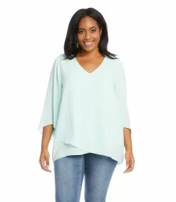 Karen Kane Plus Size Bracelet Sleeve Asymmetric Top