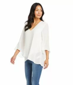 Karen Kane Bracelet Sleeve Asymmetric Top -karen kane Sales Shop karenkane 2022 spring 1L55204 WHT 003