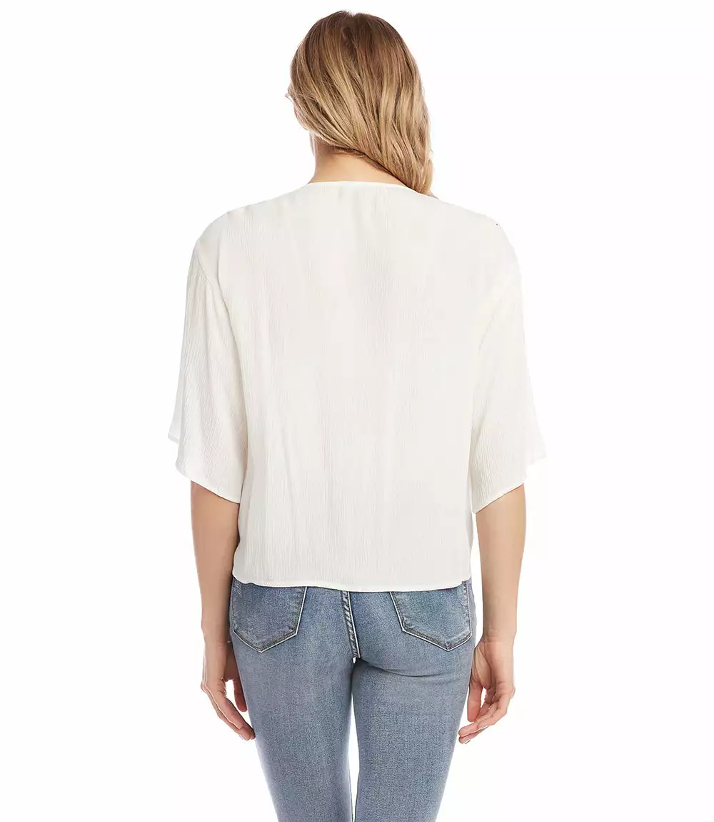 Karen Kane Crochet Neck Tie-Front Top 6 Karen Kane Crochet Neck Tie-Front Top - Image 4
