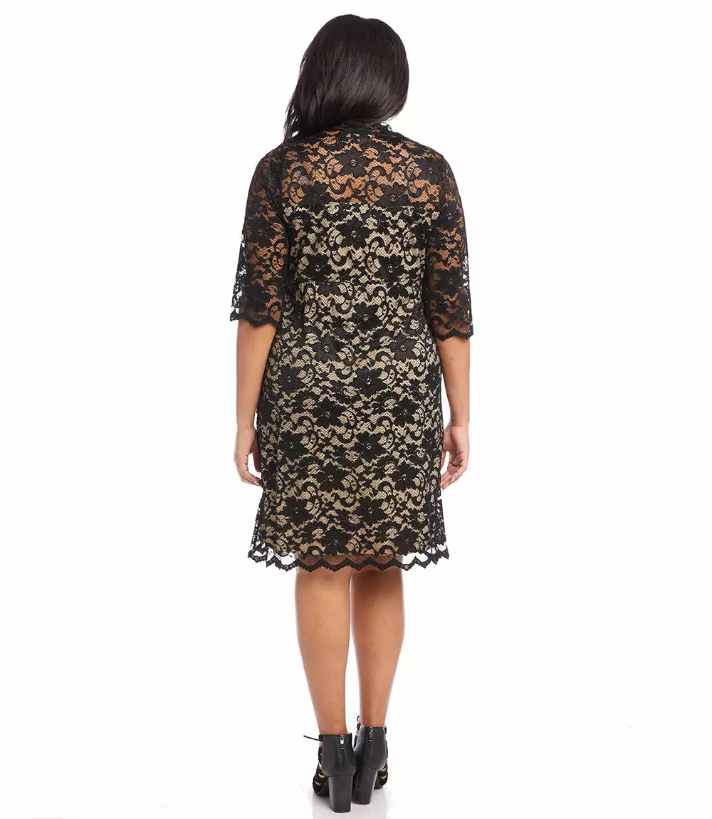 Karen Kane Plus Size V-Neck Scallop Lace Dress 4 Karen Kane Plus Size V-Neck Scallop Lace Dress - Image 2