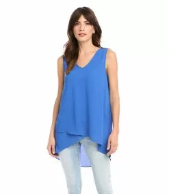 Karen Kane Layered V-Neck Tank -karen kane Sales Shop karenkane 2022 summer 2L25409 TIB 001