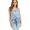 Karen Kane Petite Size Sleeveless Tie-Front Top -karen kane Sales Shop karenkane 2022 summer 2L45586P BLU 002