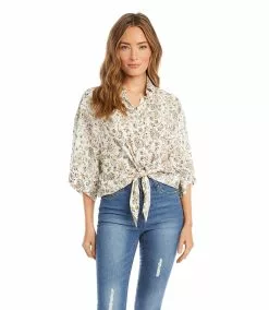 Karen Kane Petite Size Relaxed Tie Front Shirt