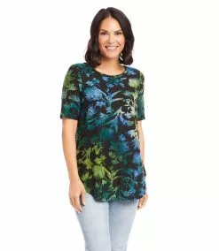 Karen Kane Petite Size Short Sleeve Shirttail Top