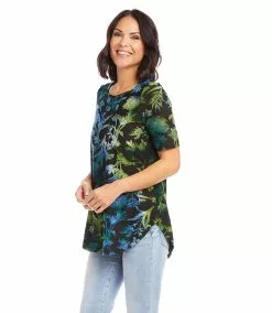 Karen Kane Petite Size Short Sleeve Shirttail Top -karen kane Sales Shop karenkane 2022 summer 2N94233P GRE 003 1