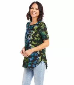 Karen Kane Short Sleeve Shirttail Top -karen kane Sales Shop karenkane 2022 summer 2N94233 GRE 003
