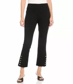 Karen Kane Petite Size Cropped Button-Up Hem Pants