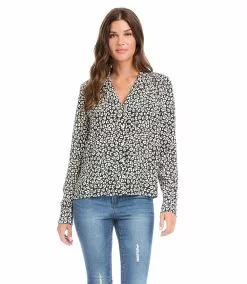 Karen Kane Long Sleeve Button-Up Shirt