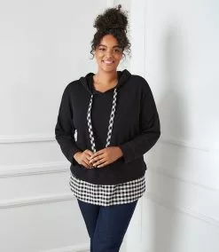 Karen Kane Plus Size Contrast Hem Hoodie