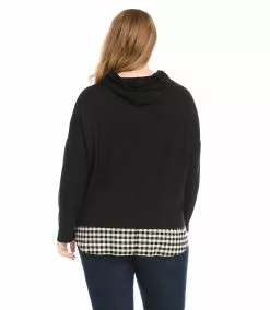 Karen Kane Plus Size Contrast Hem Hoodie -karen kane Sales Shop karenkane 2022 winter 4L12205W BLK 003