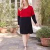 Karen Kane Plus Size Contrast Scoop Neck Dress -karen kane Sales Shop karenkane 2022 winter 4L13230W BWD 001