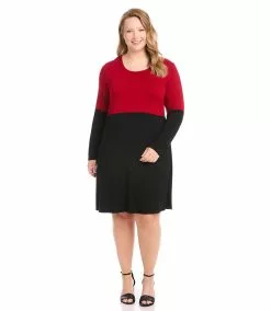 Karen Kane Plus Size Contrast Scoop Neck Dress -karen kane Sales Shop karenkane 2022 winter 4L13230W BWD 003