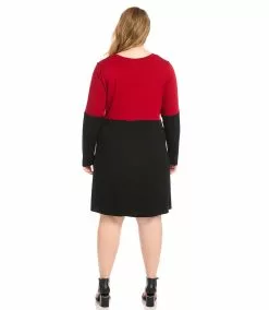 Karen Kane Plus Size Contrast Scoop Neck Dress -karen kane Sales Shop karenkane 2022 winter 4L13230W BWD 004