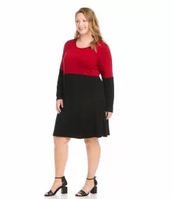 Karen Kane Plus Size Contrast Scoop Neck Dress -karen kane Sales Shop karenkane 2022 winter 4L13230W BWD 005