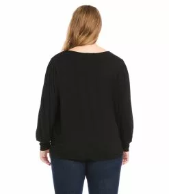 Karen Kane Plus Size Twist Front Top -karen kane Sales Shop karenkane 2022 winter 4L13231W BLK 003