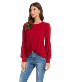 Karen Kane Twist Front Top -karen kane Sales Shop karenkane 2022 winter 4L13231 RED 003