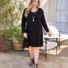 Karen Kane Plus Size Long Sleeve Maggie Dress -karen kane Sales Shop karenkane 2022 winter 4L13233W BLK 001